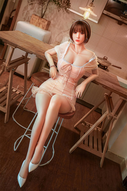 158cm Female Sex Dolls for Men, Big Breast, Natural, TPE, Brown Eyes, Short Brown Hair & Random Wig