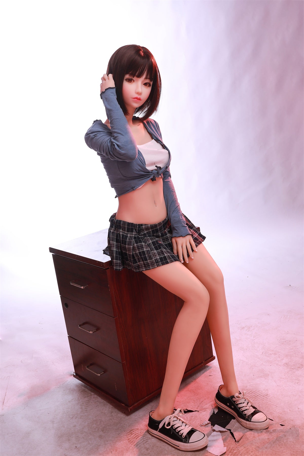 Sex Toys Female 105cm Sex Dolls for Men, Tpe, Natural, Brown eyes, Brown eyes, short brown hair & Random wig