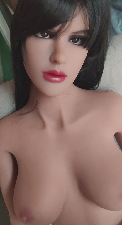 162cm Shemale Sex Dolls, Big Breast, Three Dildos, Light Brown, TPE, Black Eyes, Long Black Hair and Random Wig